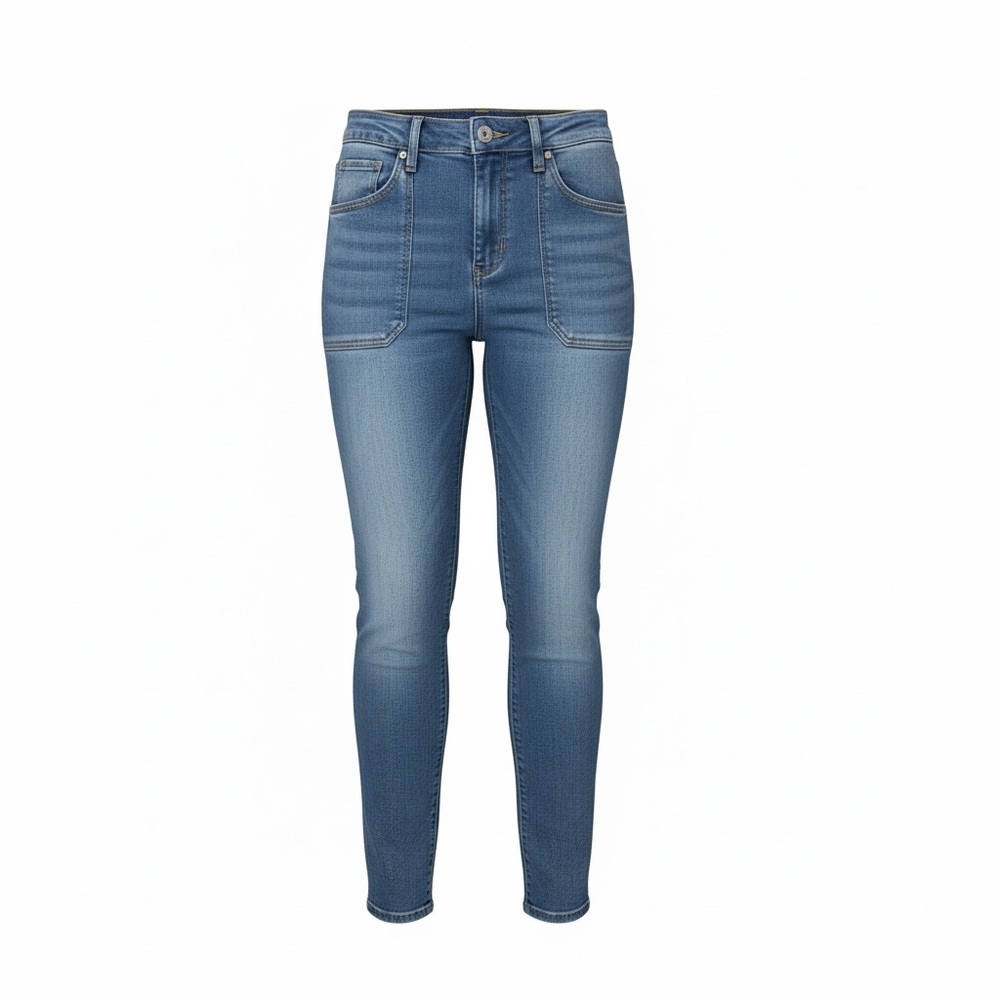 Old Navy Rockstar Super Skinny Blue High-Rise Patch Slim Pockets Jeans Size 4P